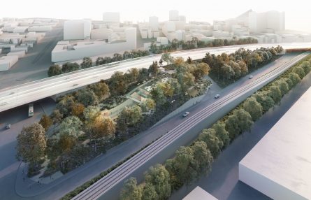 Vue aérienne de la passerelle FUNECAP GROUPE Société des Crématorium de France